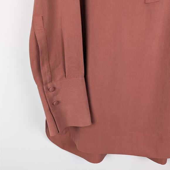 Soft Surroundings Dusty Rose Split V-Neck Half Button Silk Tunic Size Medium‎ - Picture 5 of 8